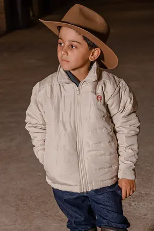 Jaqueta Infantil Bege Logo Ferrugem Mangalarga Marchador