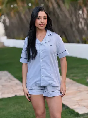 Pijama Feminino Alfaiataria  C/ Vivo Curto Mangalarga Marchador