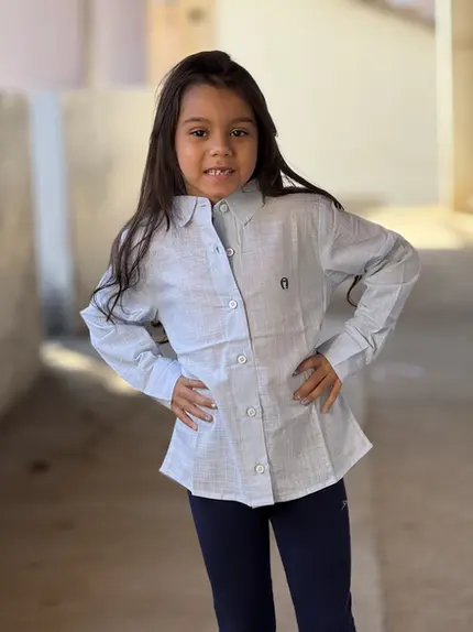 Camisa Infantil Linho Slub Azul Claro Mangalarga Marchador