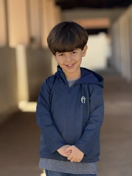 Jaqueta Infantil Corta Vento Marinho Logo Branca mangalarga Marchador