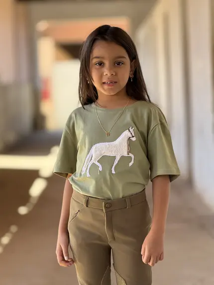 Blusa Infantil Menegothi Cavalo Aplicado Mangalarga Marchador
