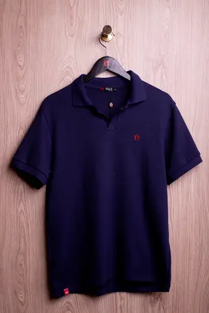 Pólo Feminina Tricot Marinho Logo Vermelha Mangalarga Marchador