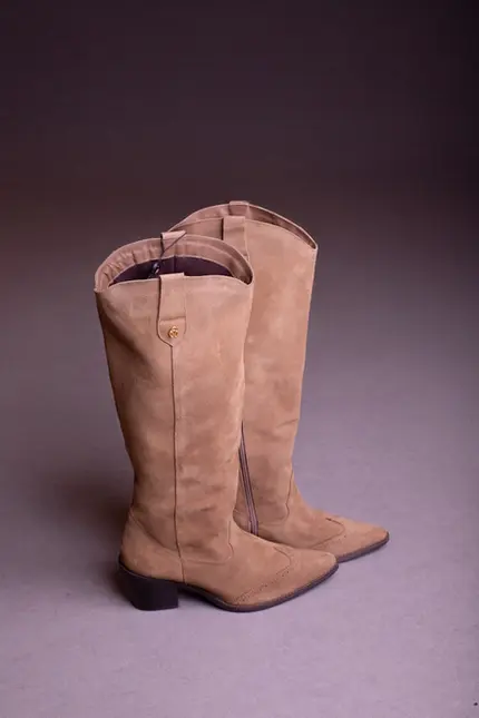 Bota Feminina Cano Longo New Taupe Caramelo Mangalarga Marchador
