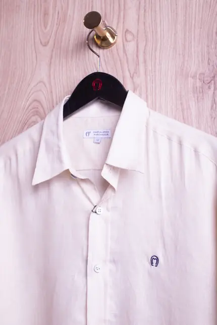 Camisa Masculina Linho Cru Logo Marinho