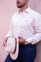 Camisa Masculina Linho Cru Logo Marinho