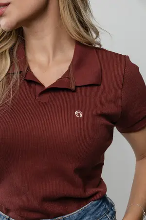 Pólo Fem Tricot Marrom Mangalarga Marchador