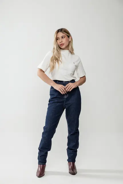 Calça Fem Jeans Escuro Reta
