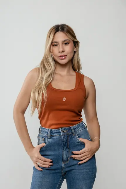 Blusa Fem Regata Ribana Logo OffWhite